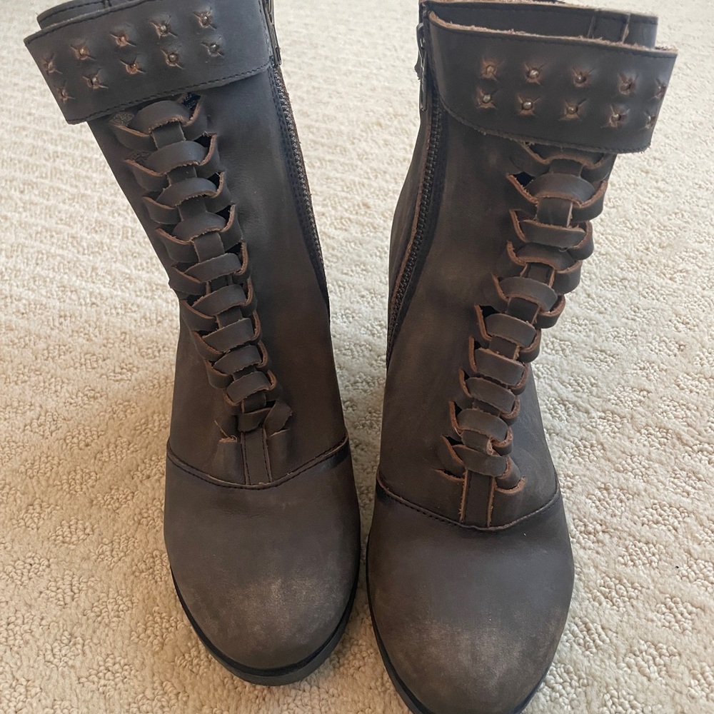 Studded Gray Ankle Boots